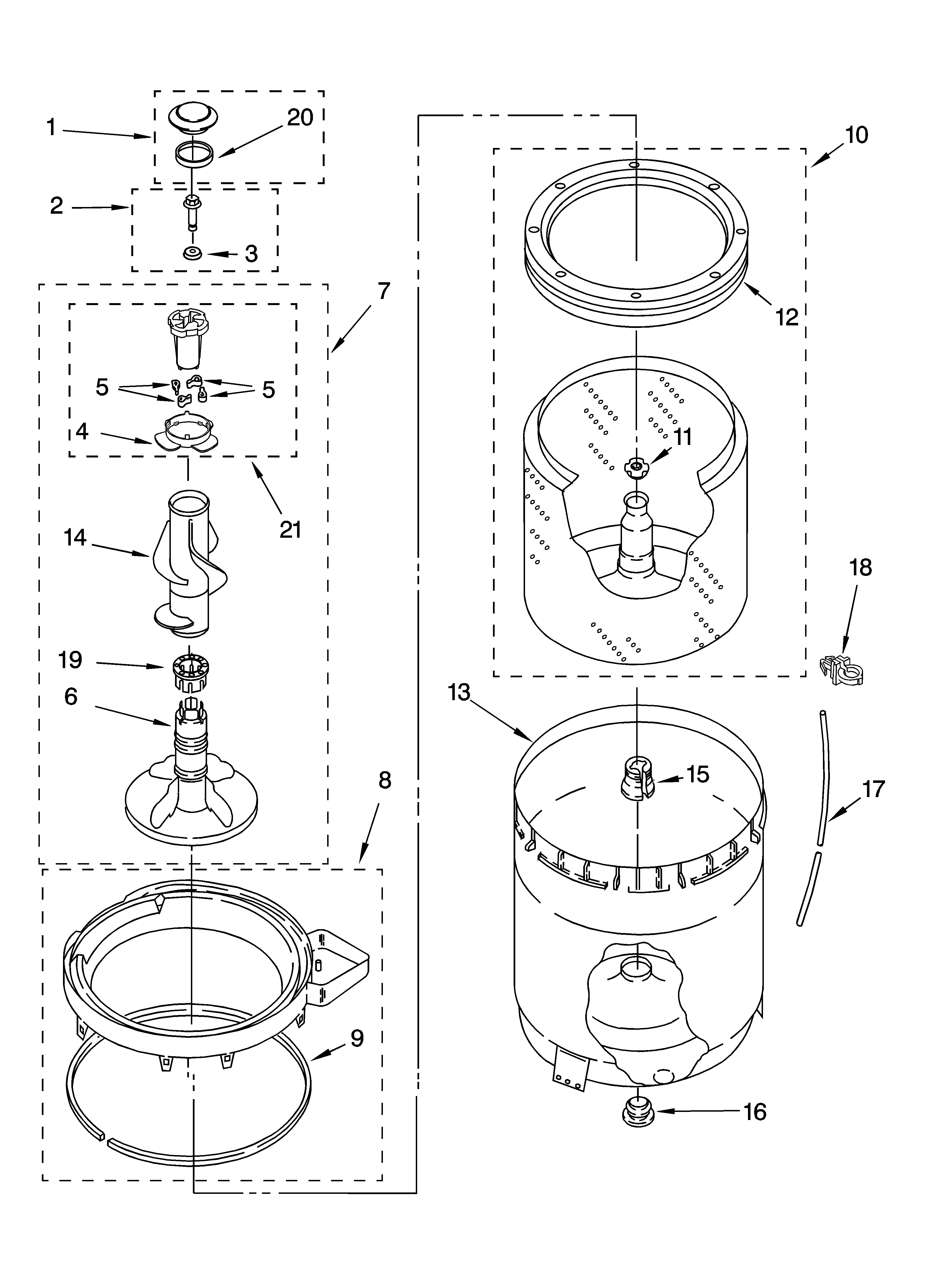 AGITATOR, BASKET AND TUB PARTS