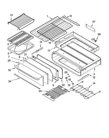 Bake drawer & broiler parts, miscellaneous parts
