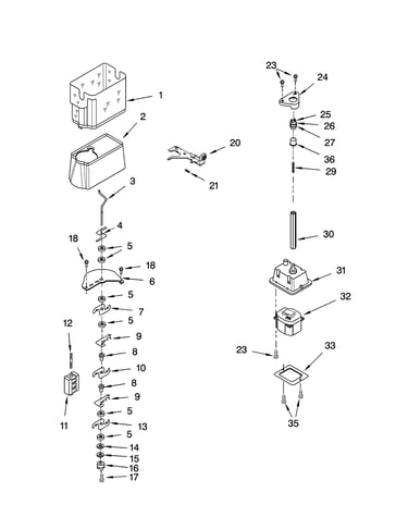 Motor and ice container parts