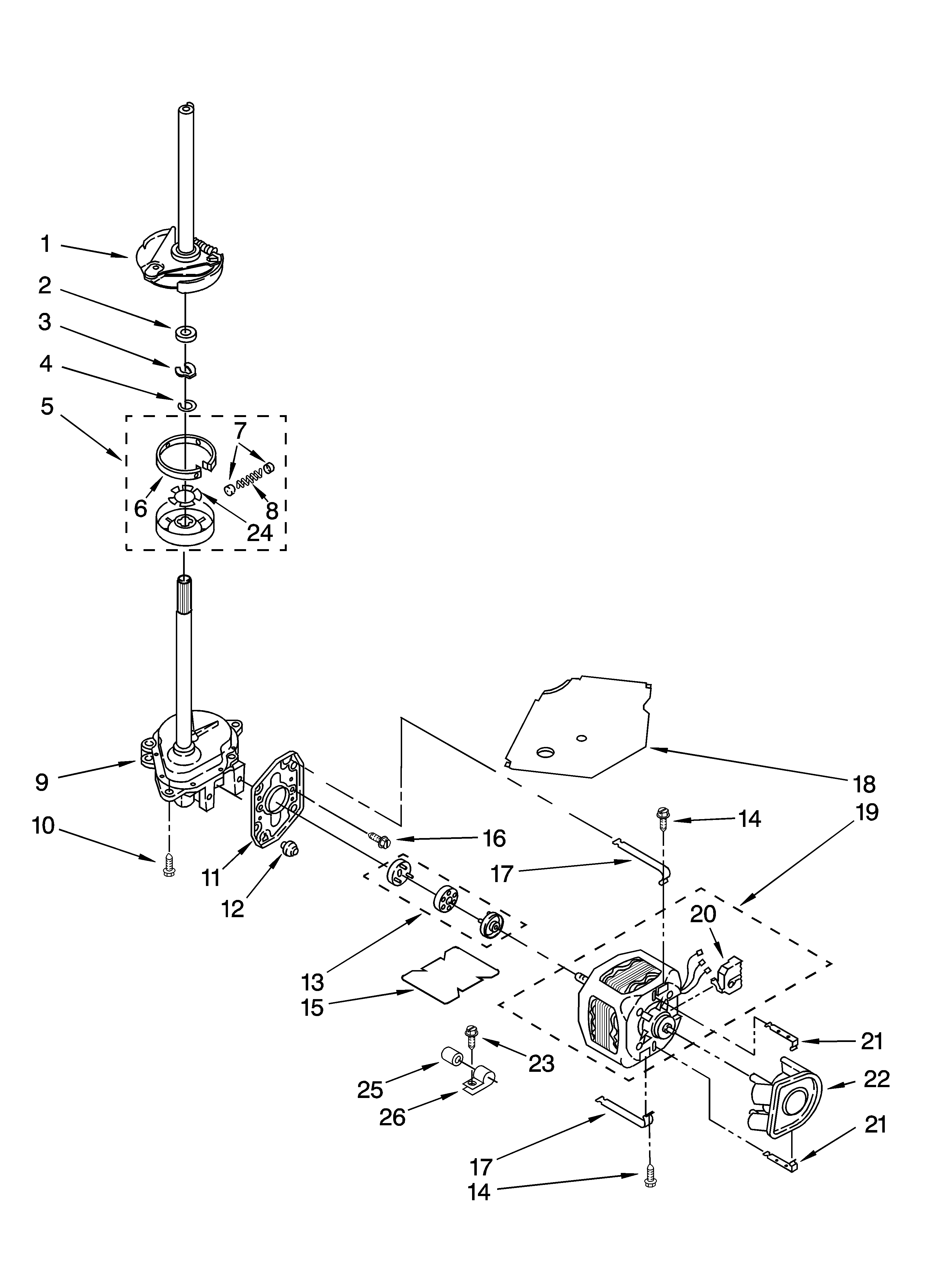 Brake, clutch, gearcase, motor and pump parts
