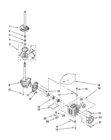 Brake, clutch, gearcase, motor and pump parts