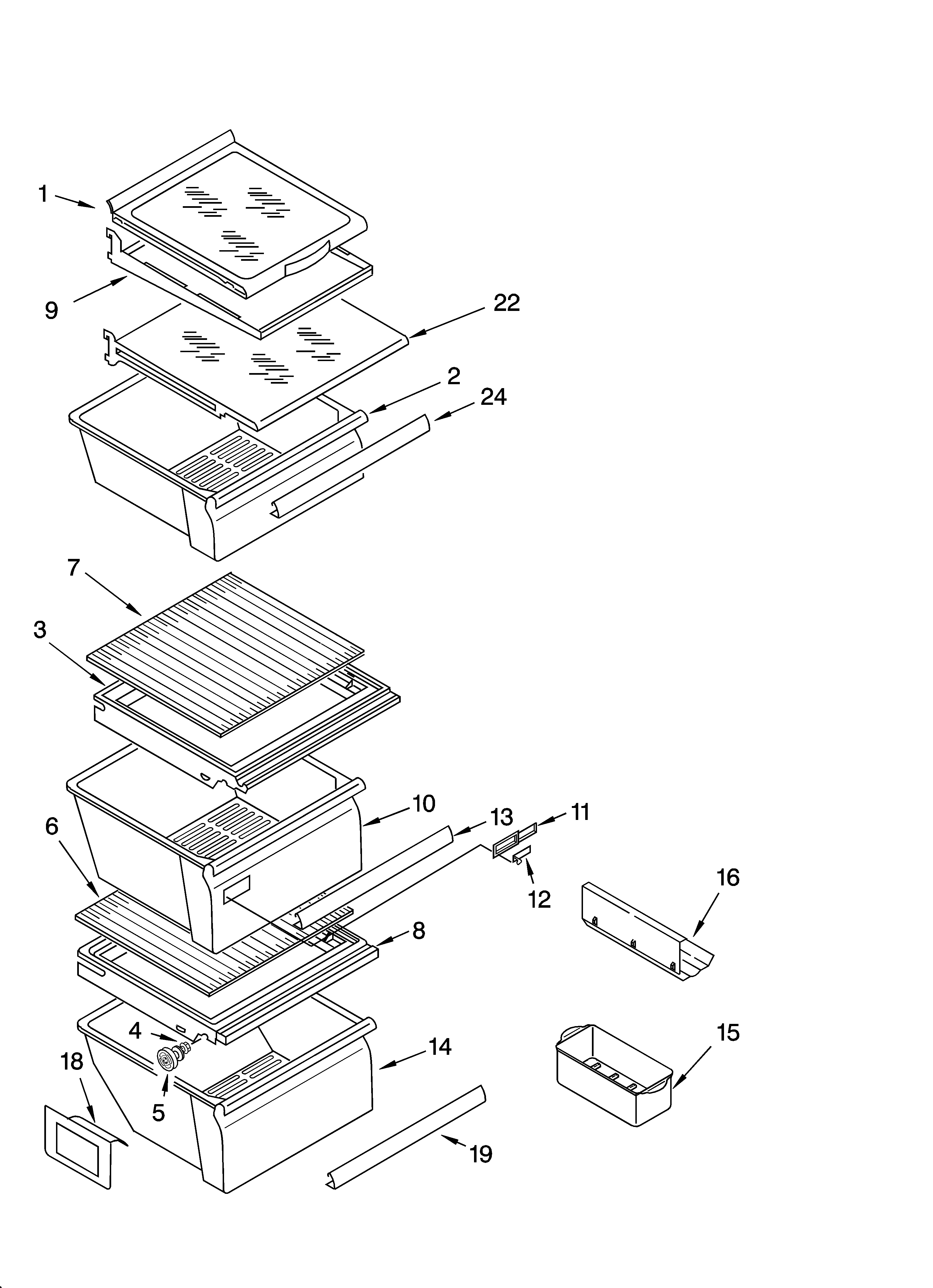 Refrigerator shelf parts