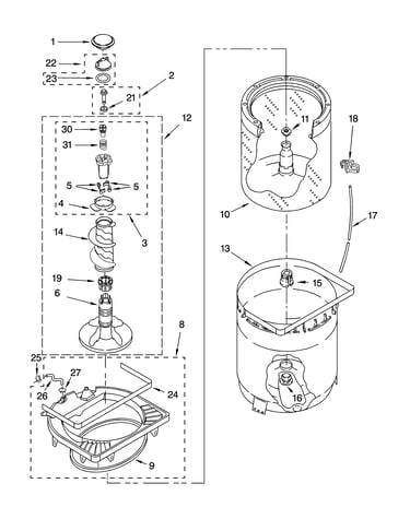 Agitator, basket and tub parts