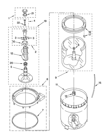 Agitator, basket and tub parts