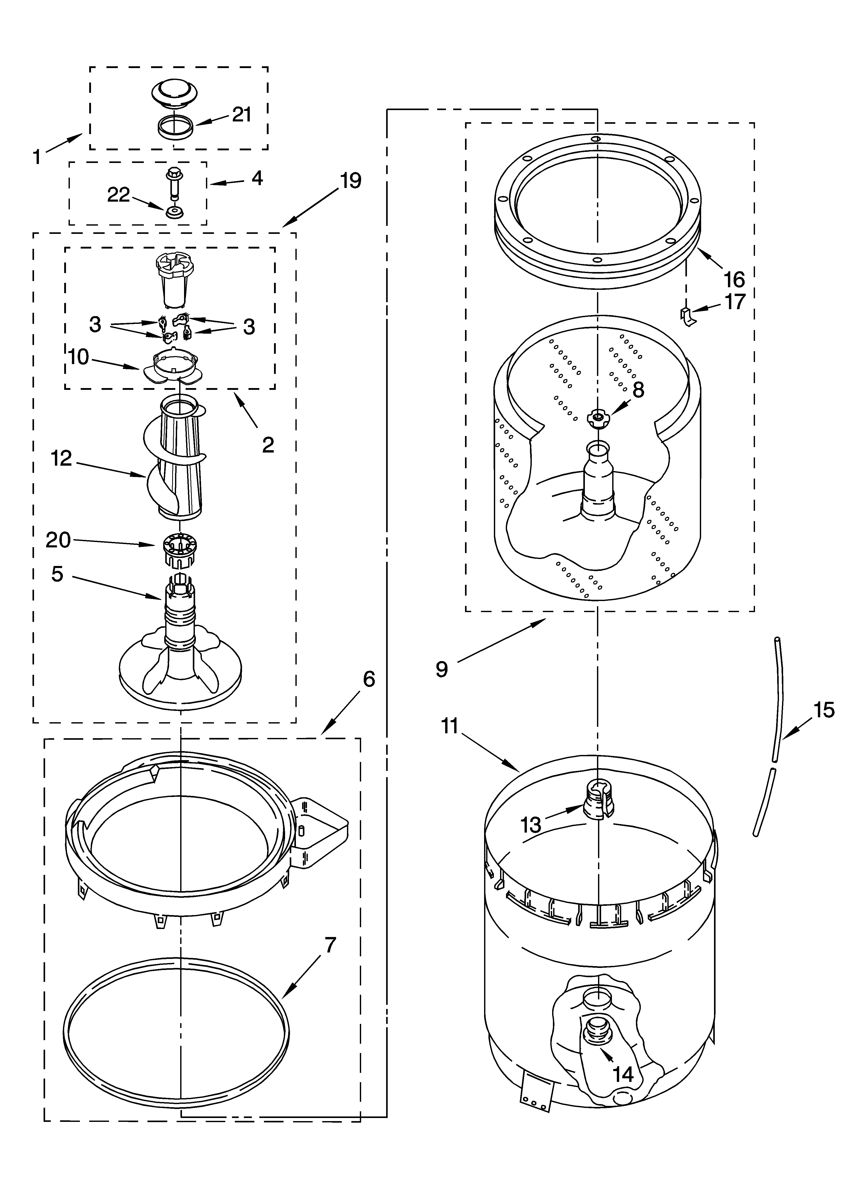 Agitator, basket and tub parts