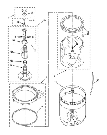 Agitator, basket and tub parts