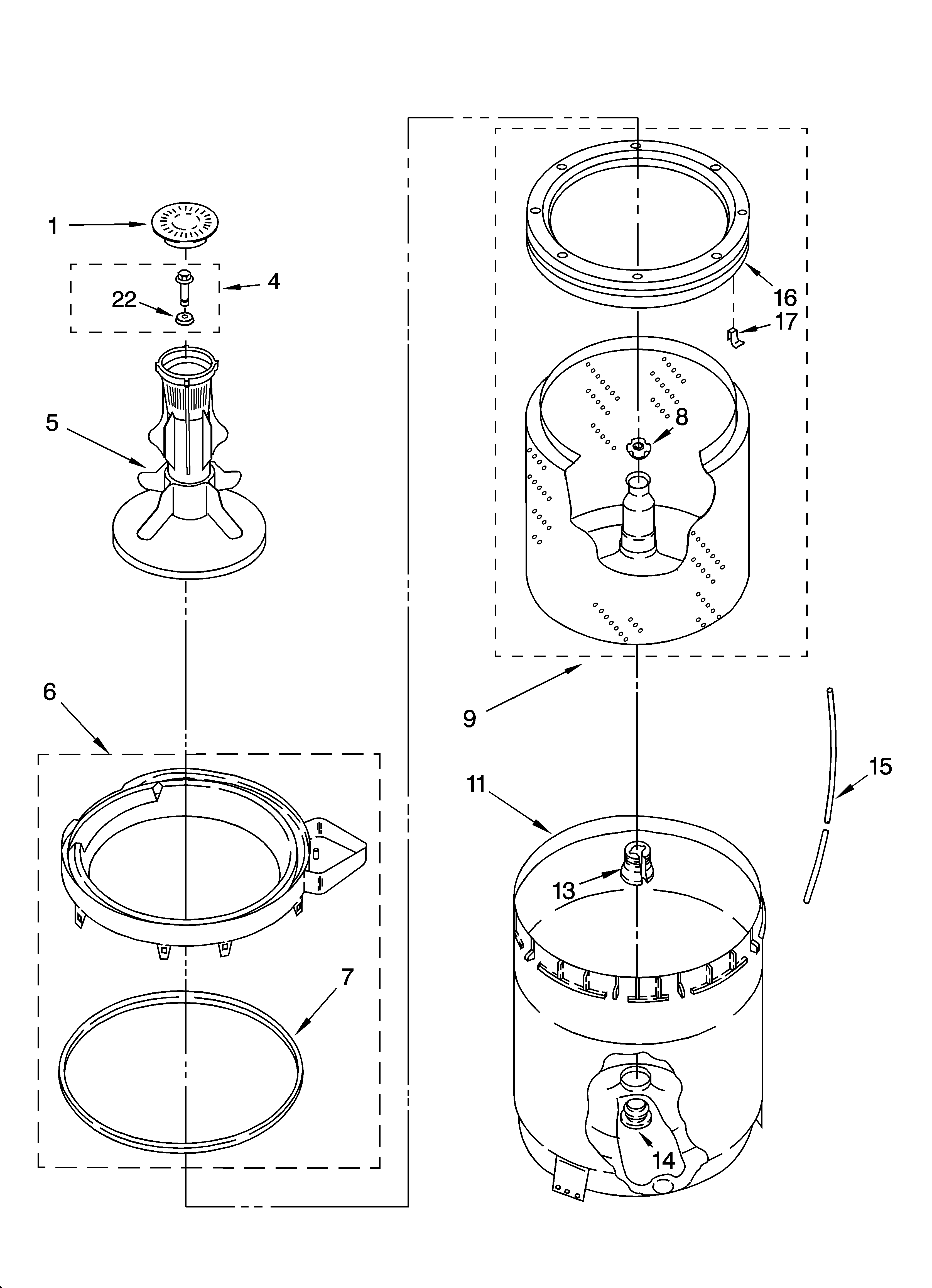 Agitator, basket and tub parts