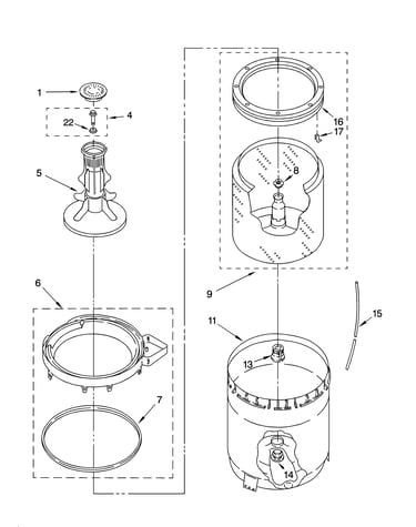 Agitator, basket and tub parts