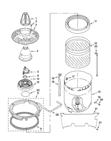 Washplate, basket and tub parts