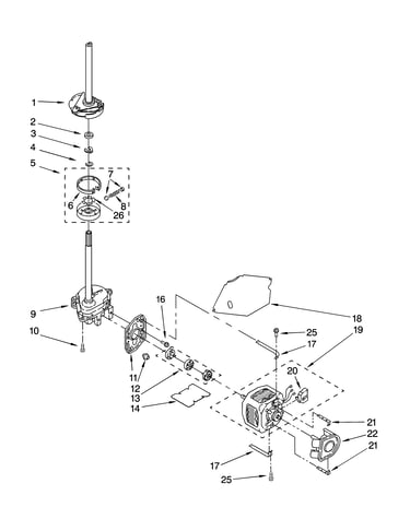 Brake, clutch, gearcase, motor and pump parts