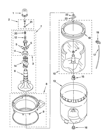 Agitator, basket and tub parts