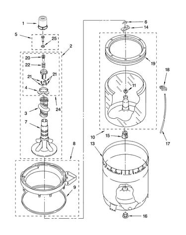 Agitator, basket and tub parts