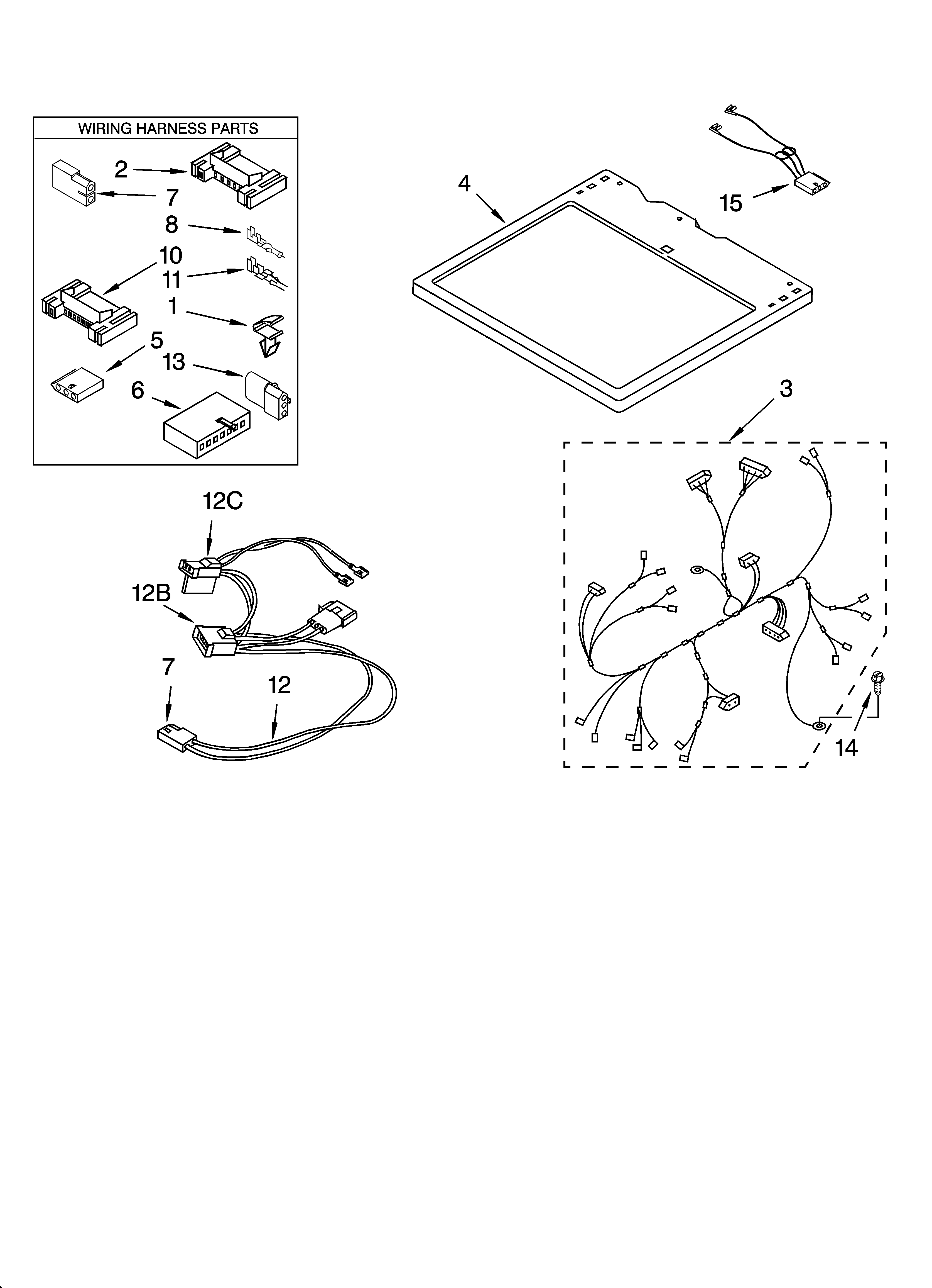 Dryer top parts, optional parts (not included)