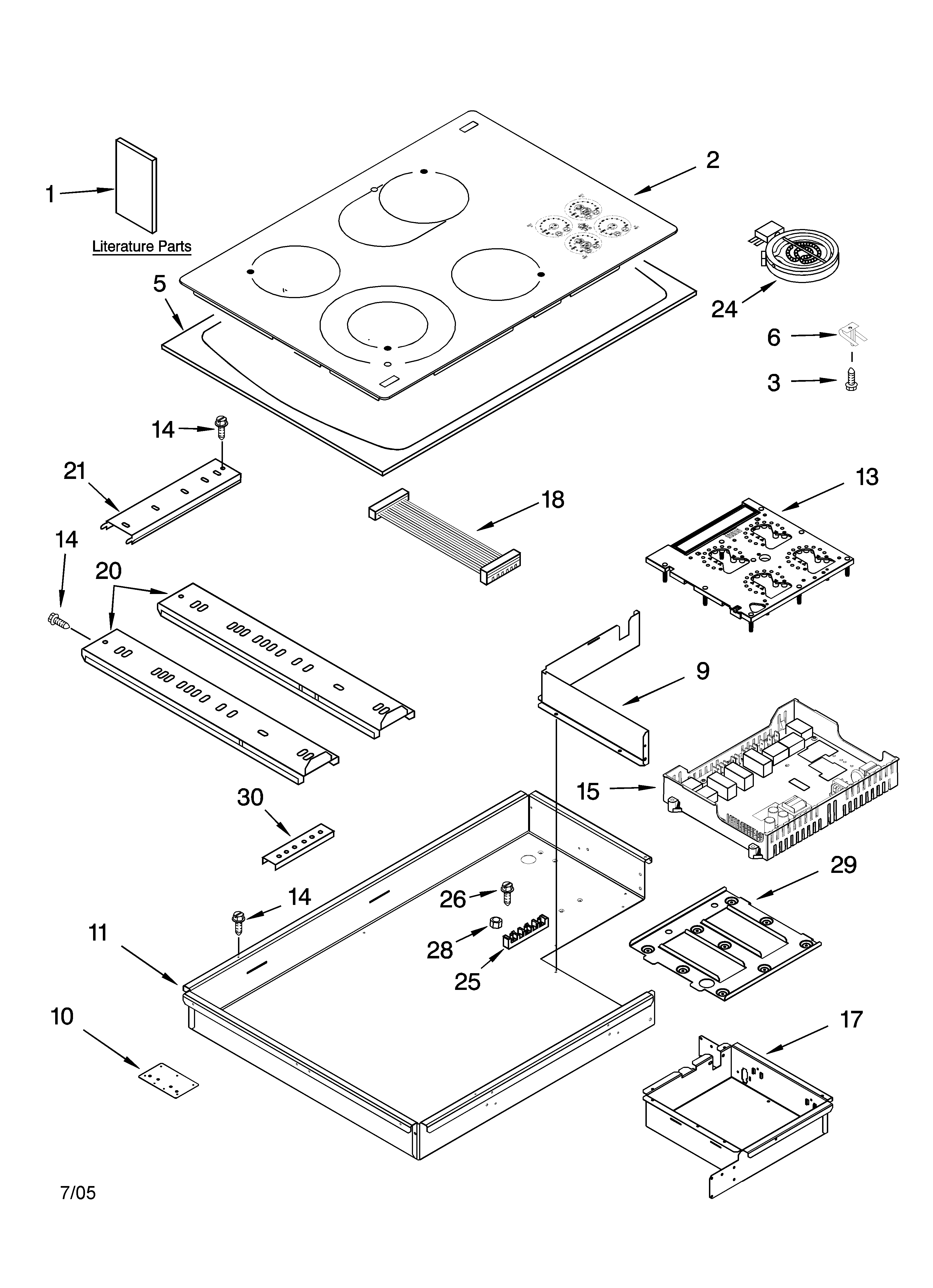 Cooktop parts, optional parts