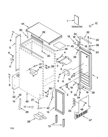 Cabinet liner and door parts