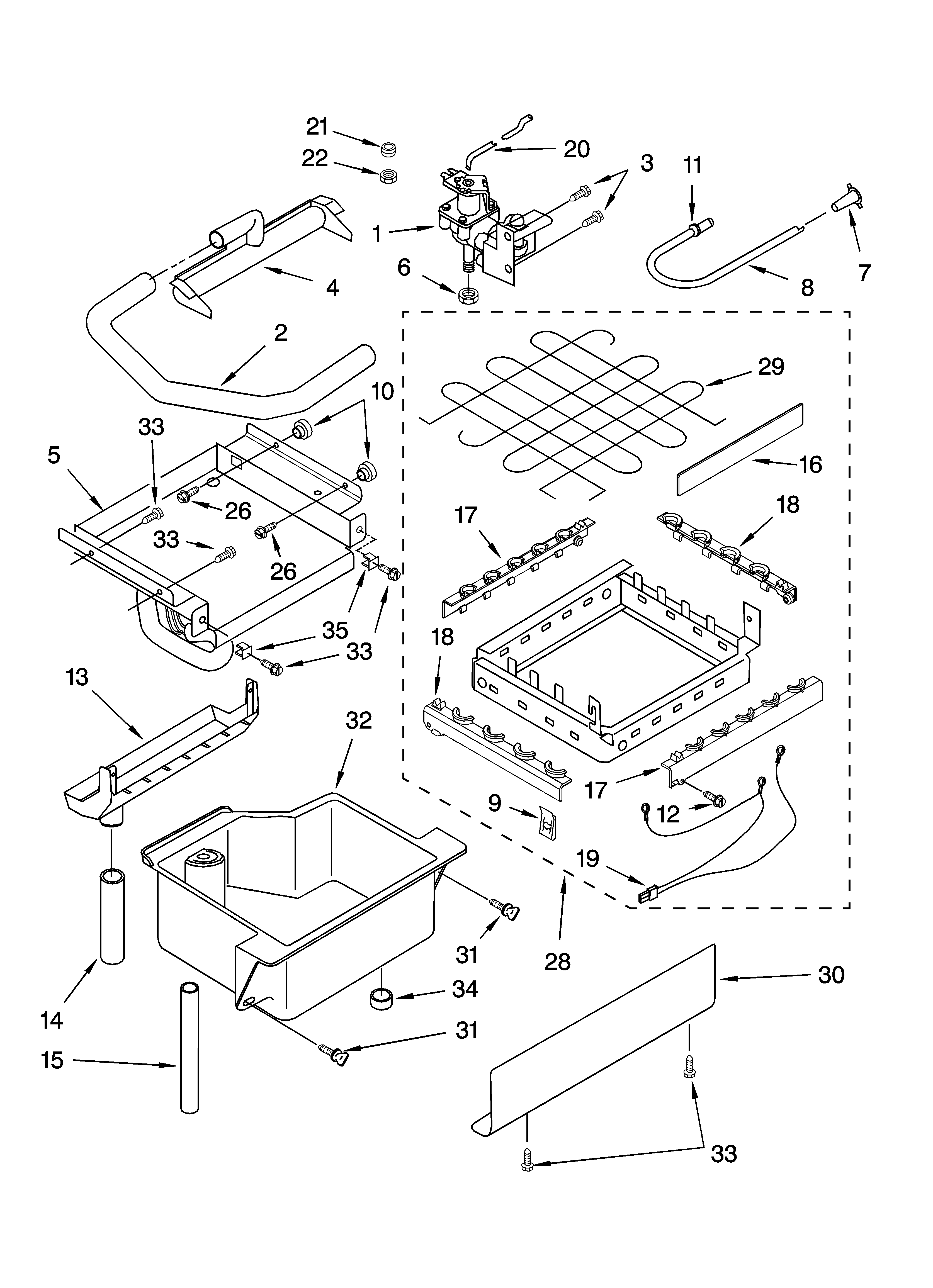 EVAPORATOR ICE CUTTER GRID AND WATER PARTS