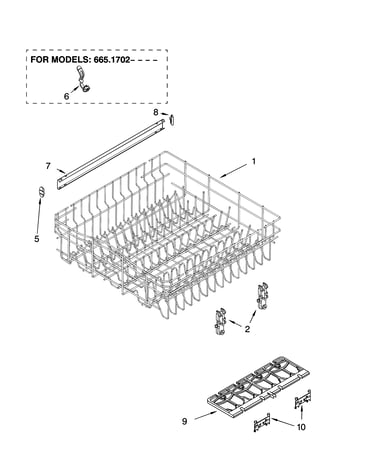 Upper rack and track parts