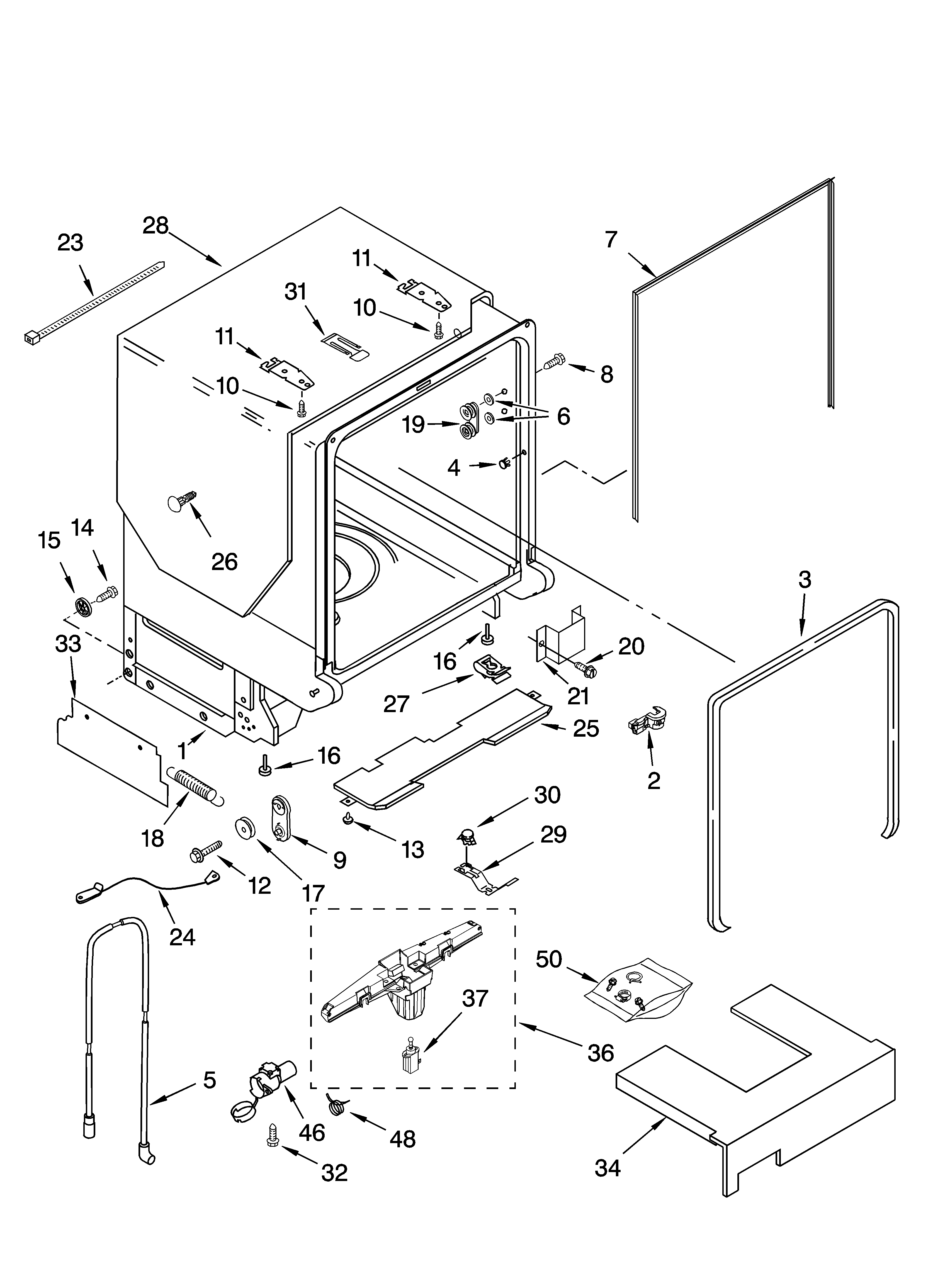 TUB AND FRAME PARTS