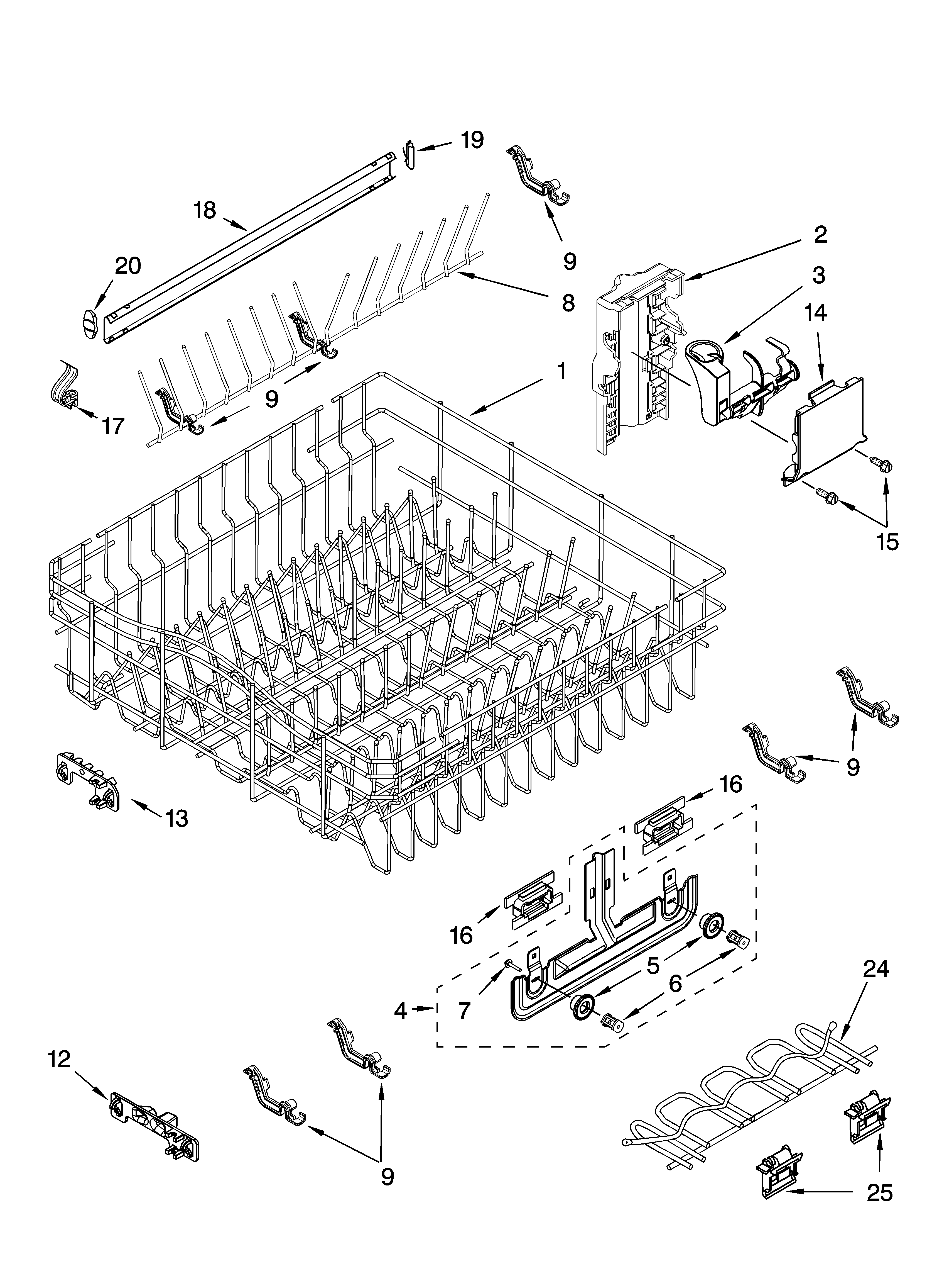 UPPER RACK AND TRACK PARTS