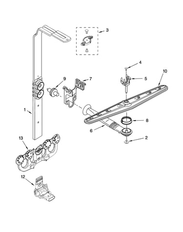 Upper wash and rinse parts