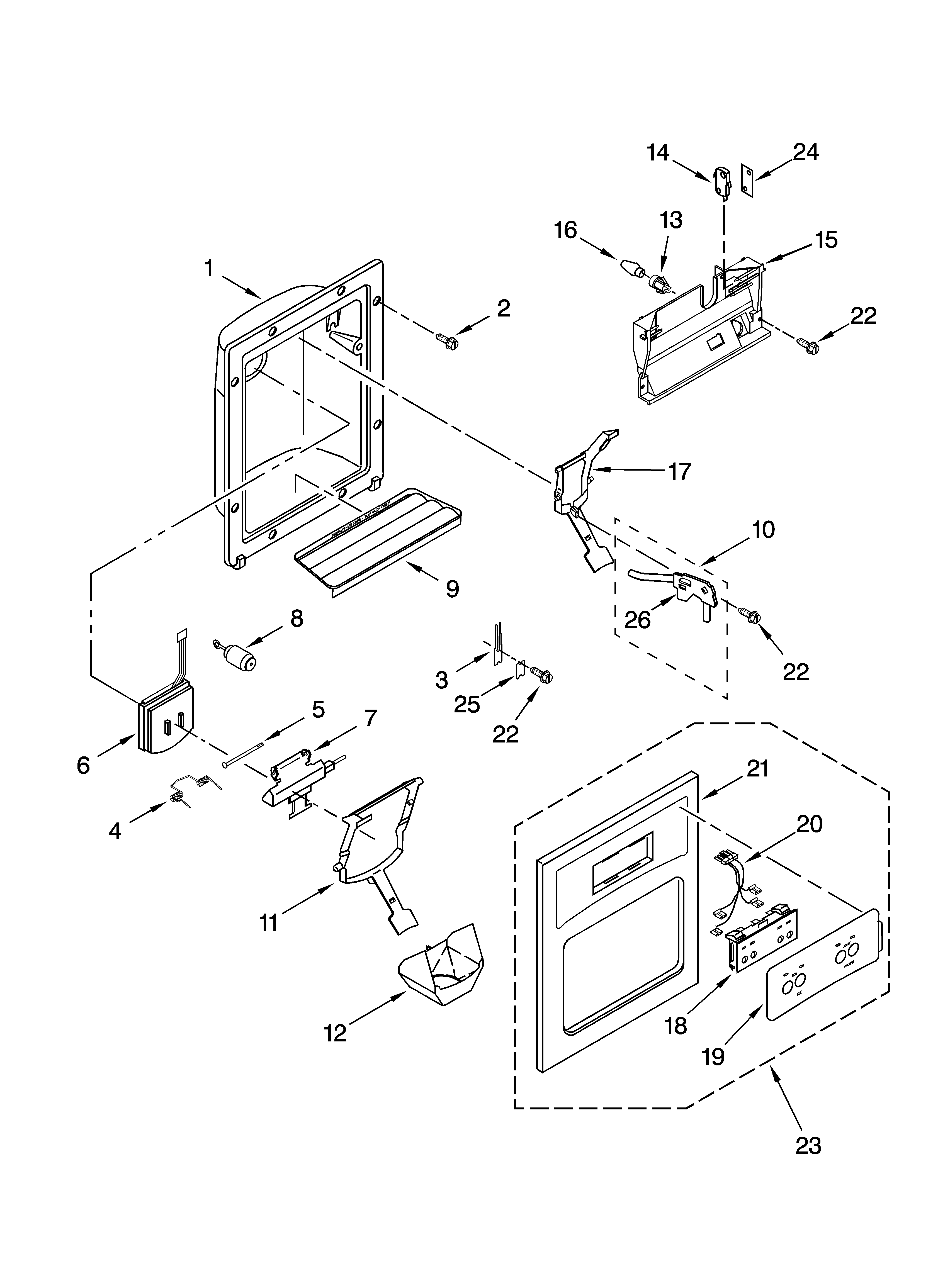 Dispenser front parts