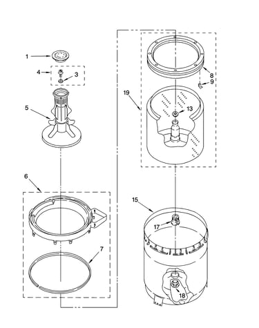 Agitator, basket and tub parts