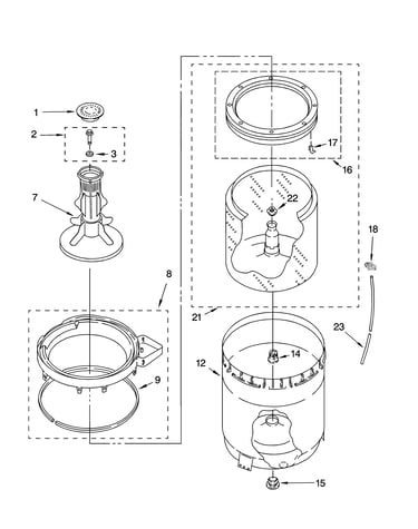 Agitator, basket and tub parts