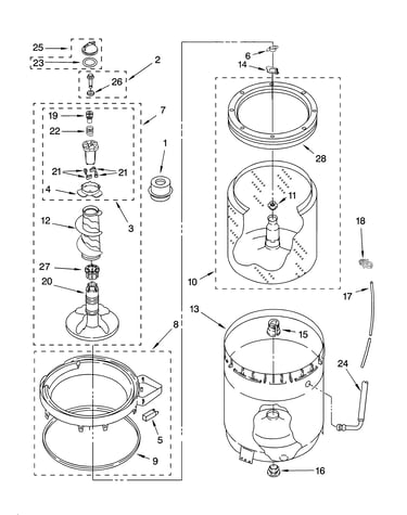 Agitator, basket and tub parts