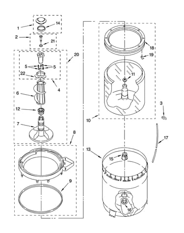 Agitator, basket and tub parts