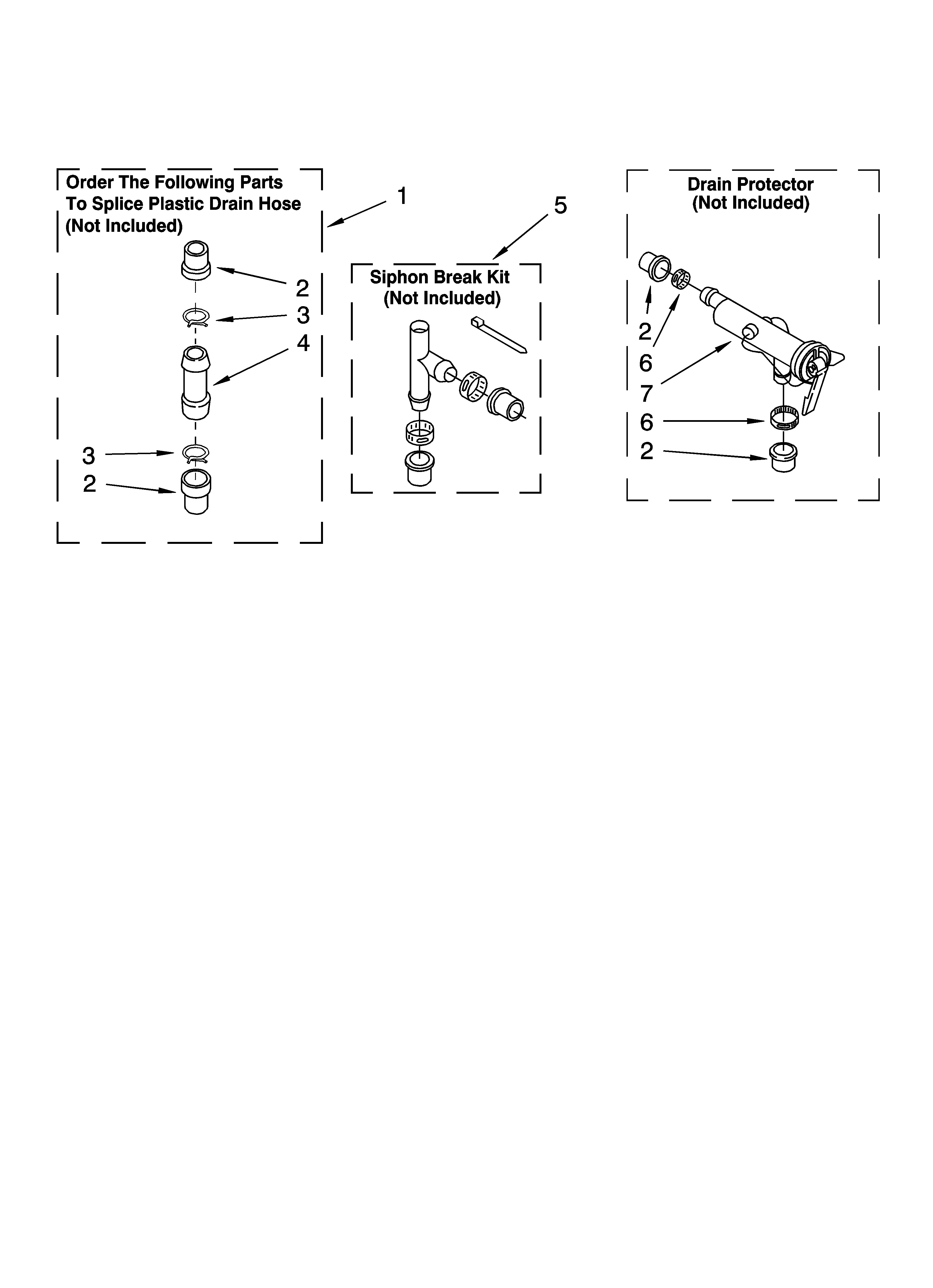 Water system parts, optional parts (not included)