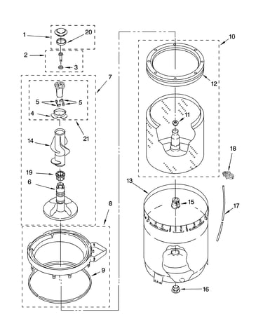 Agitator, basket and tub parts