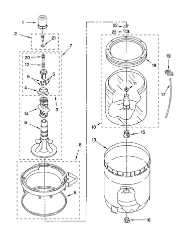 Agitator, basket and tub parts