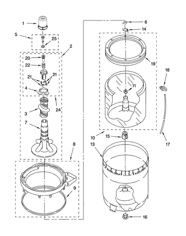 Agitator, basket and tub parts