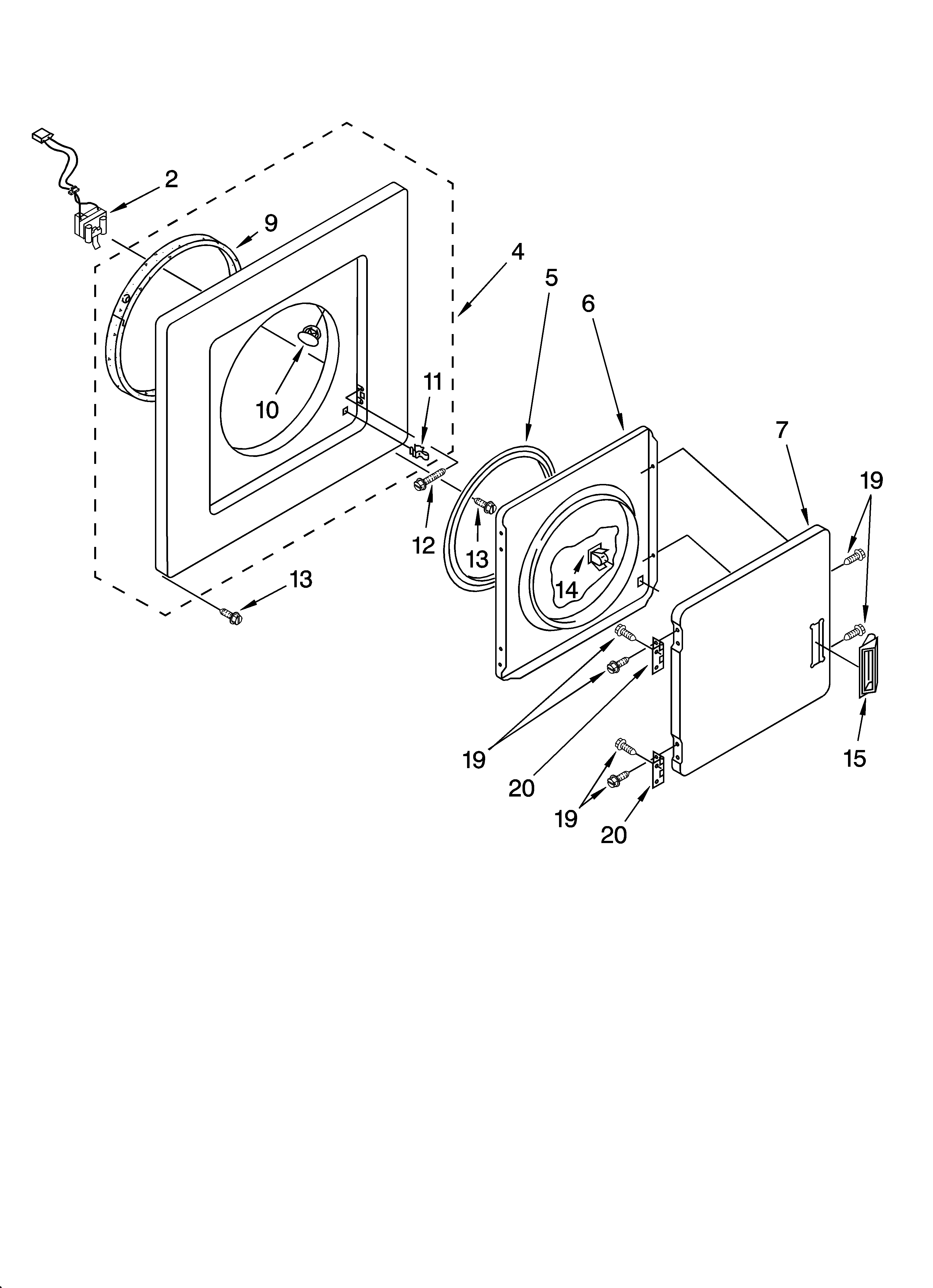 Dryer front panel and door parts