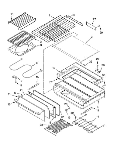 Bake drawer & broiler parts