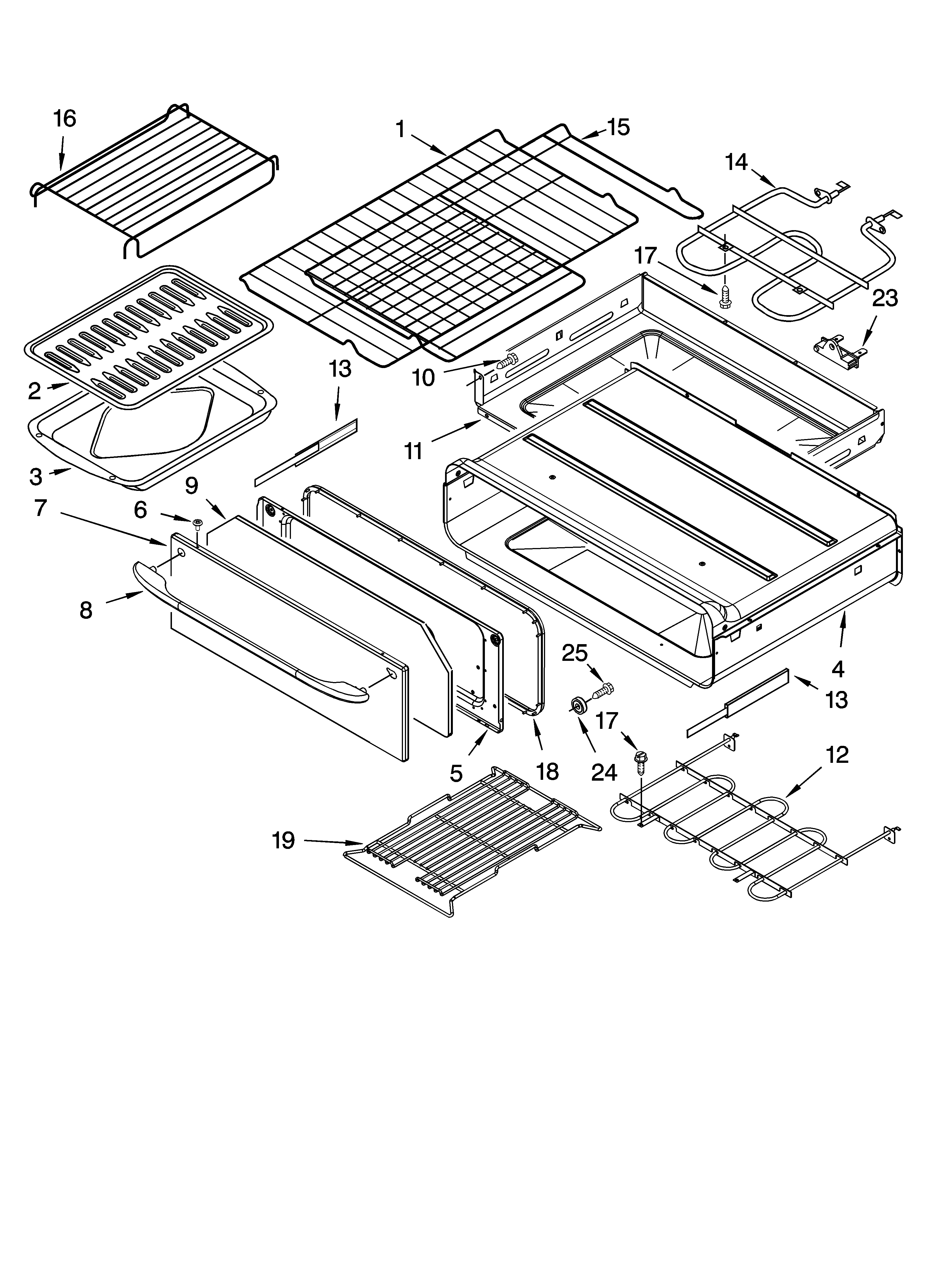 Bake drawer & broiler parts, optional parts