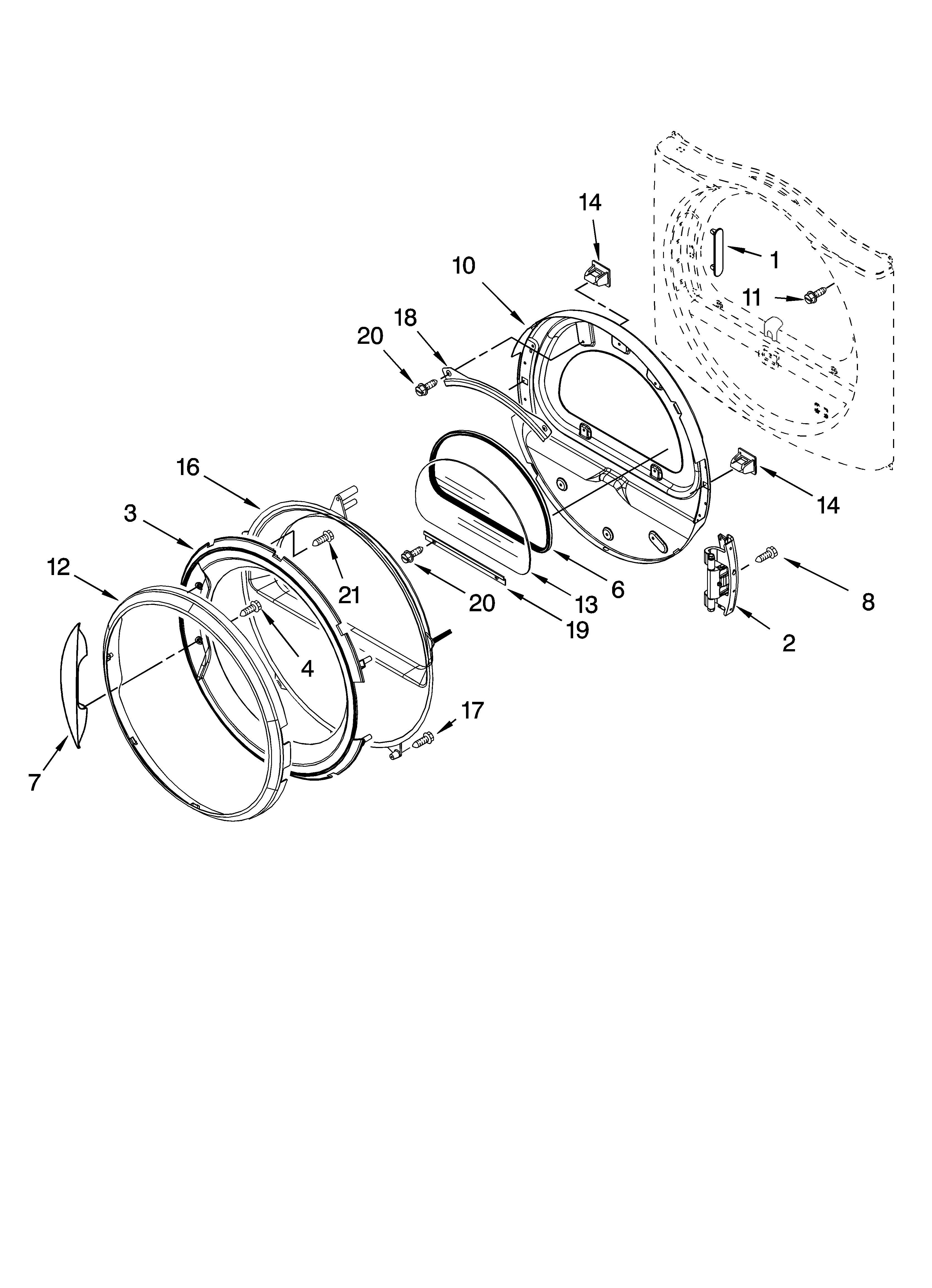 Door parts, optional parts (not included)
