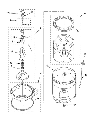Agitator, basket and tub parts