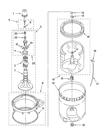 Agitator, basket and tub parts