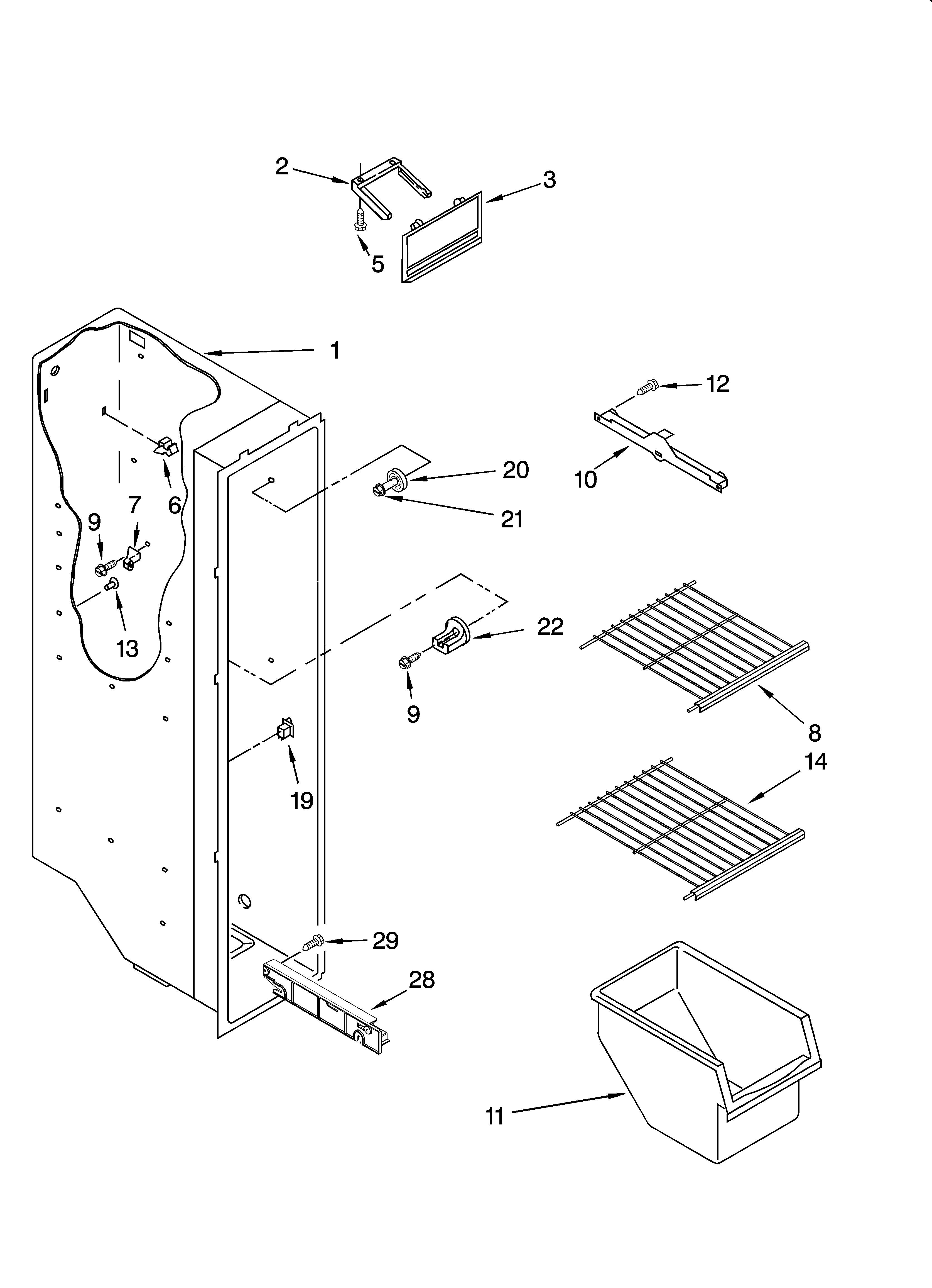 Freezer liner parts