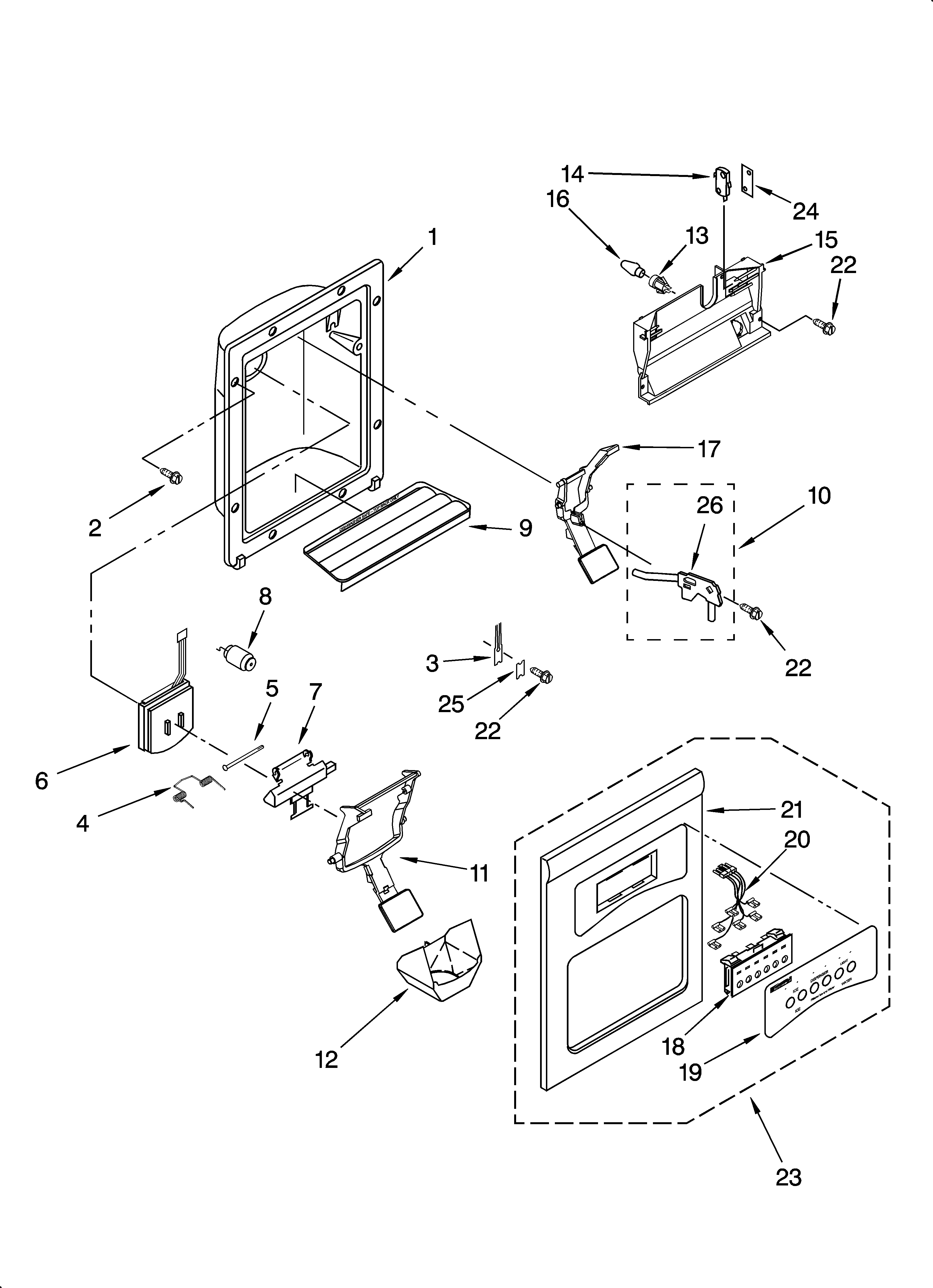 Dispenser front parts