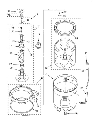 Agitator, basket and tub parts