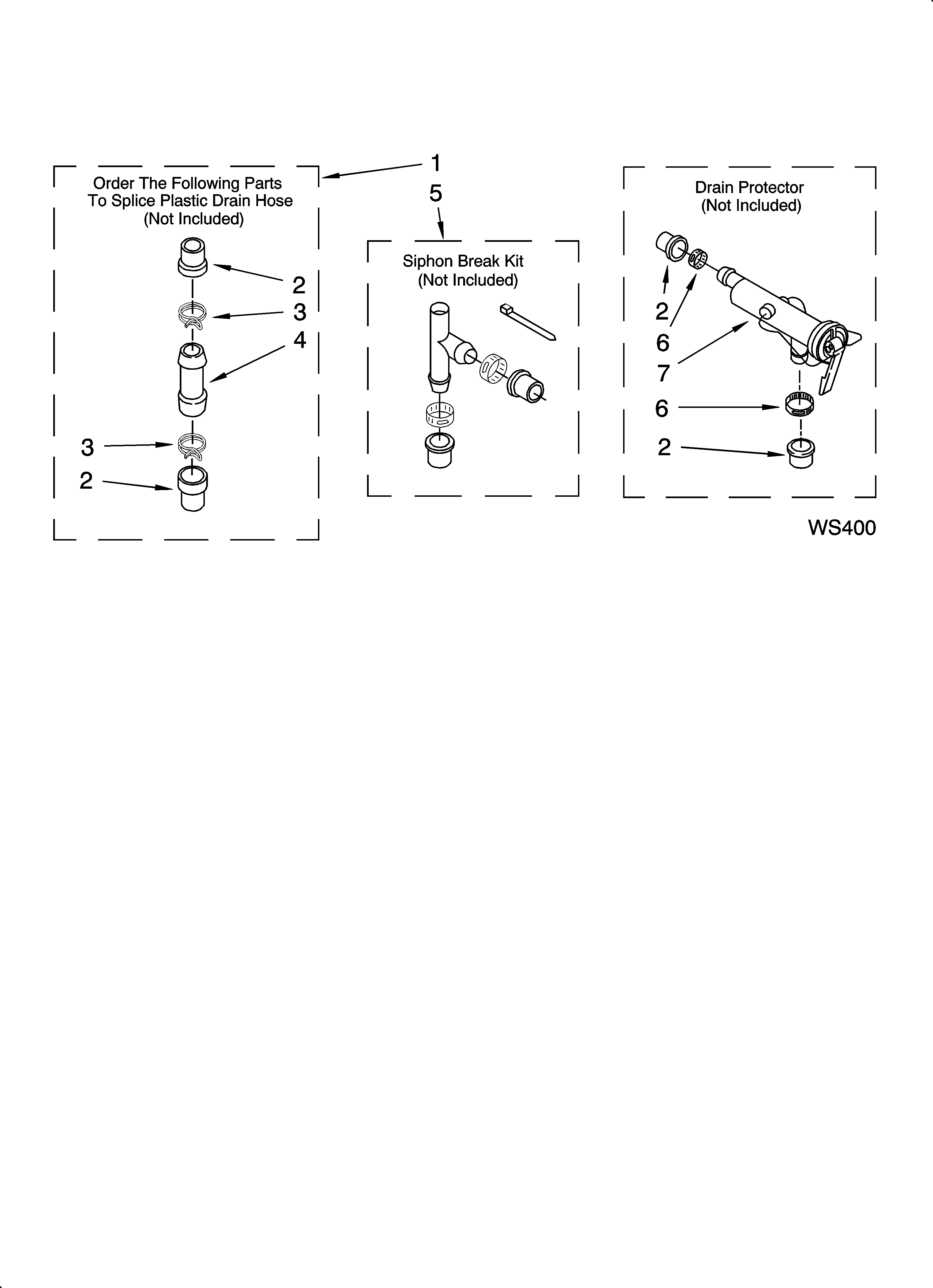 Water system parts, optional parts (not included)