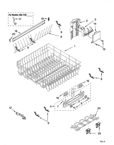 Upper rack and track parts
