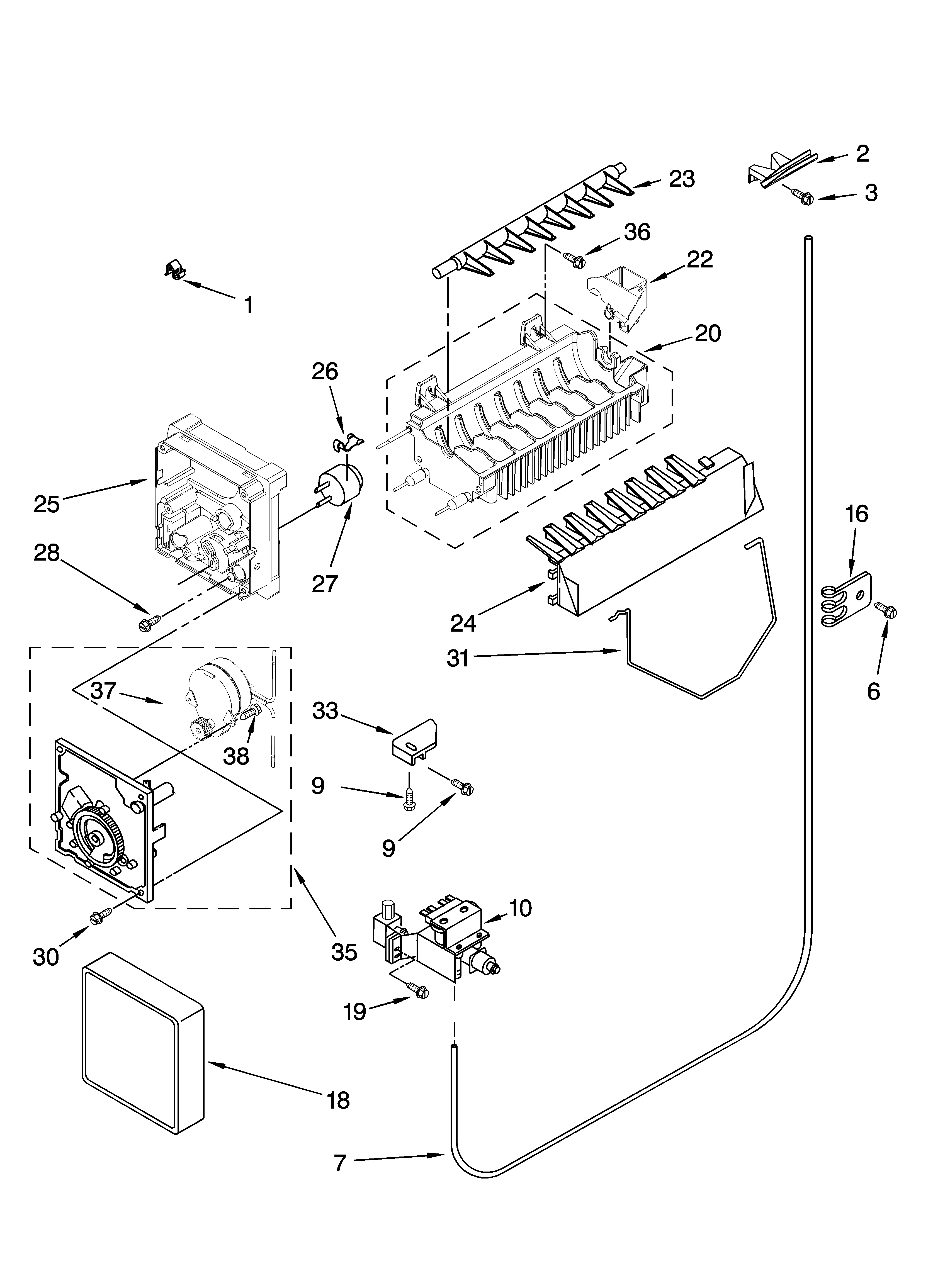 Icemaker parts, optional parts (not included)