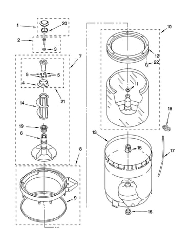 Agitator, basket and tub parts