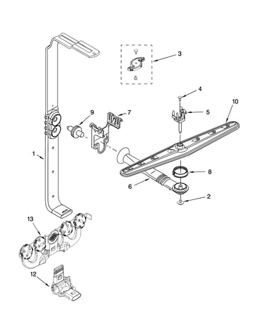 Upper wash and rinse parts