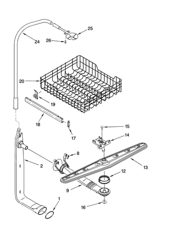 Upper dishrack and water feed parts