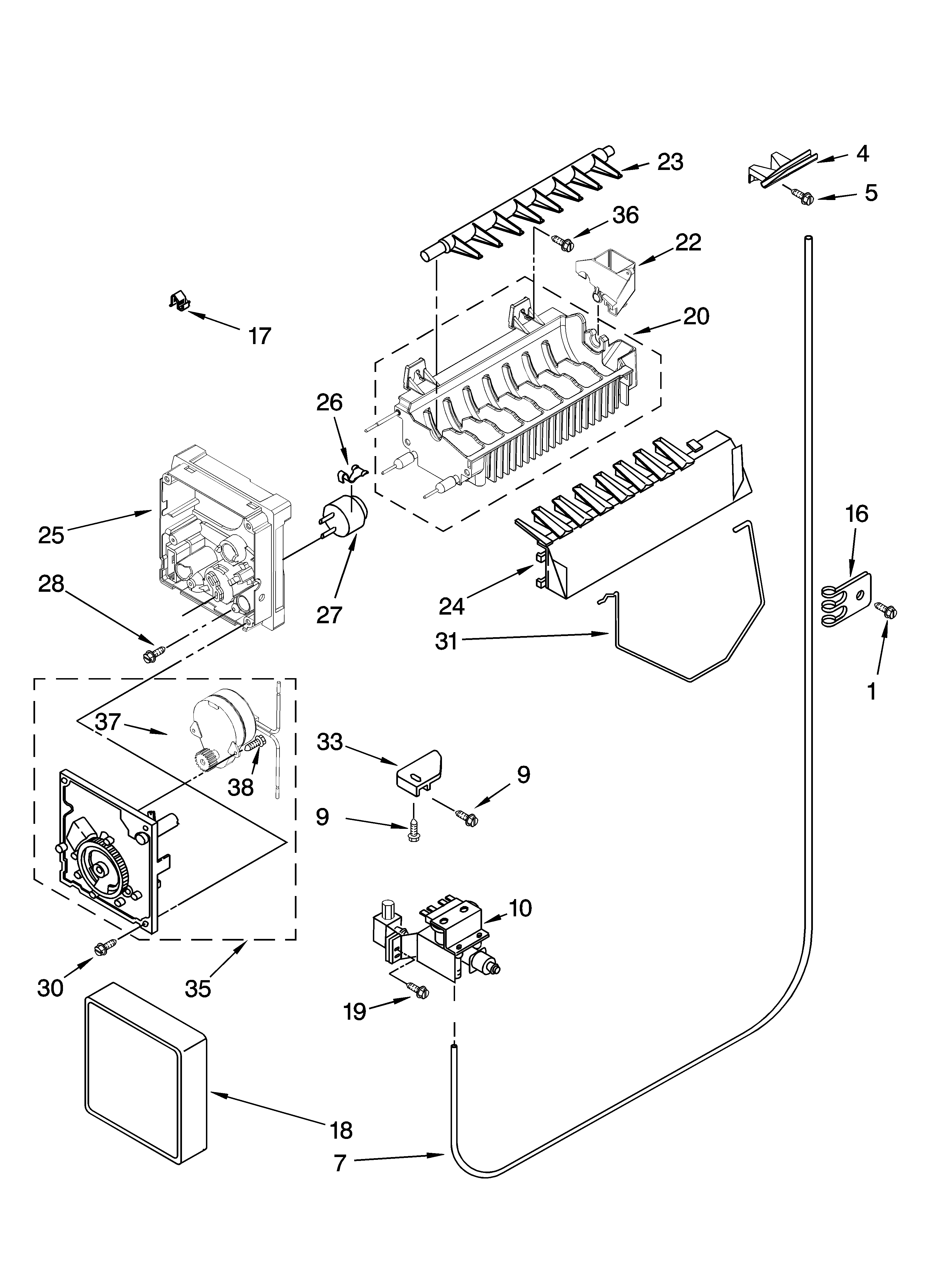 Icemaker parts, optional parts (not included)