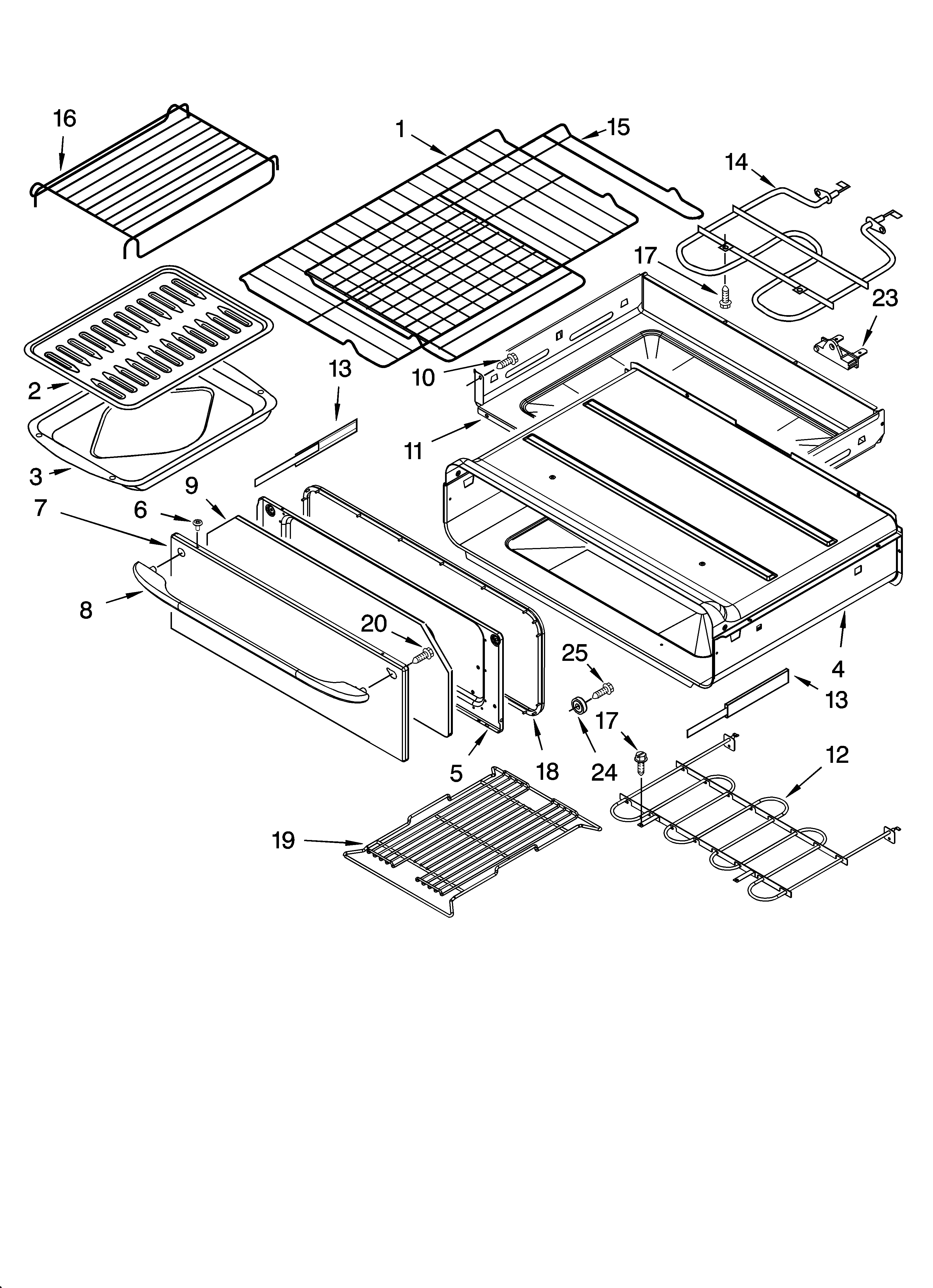 Bake drawer & broiler parts, optional parts